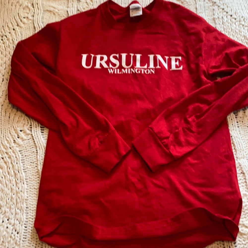 red long sleeve graphic tee